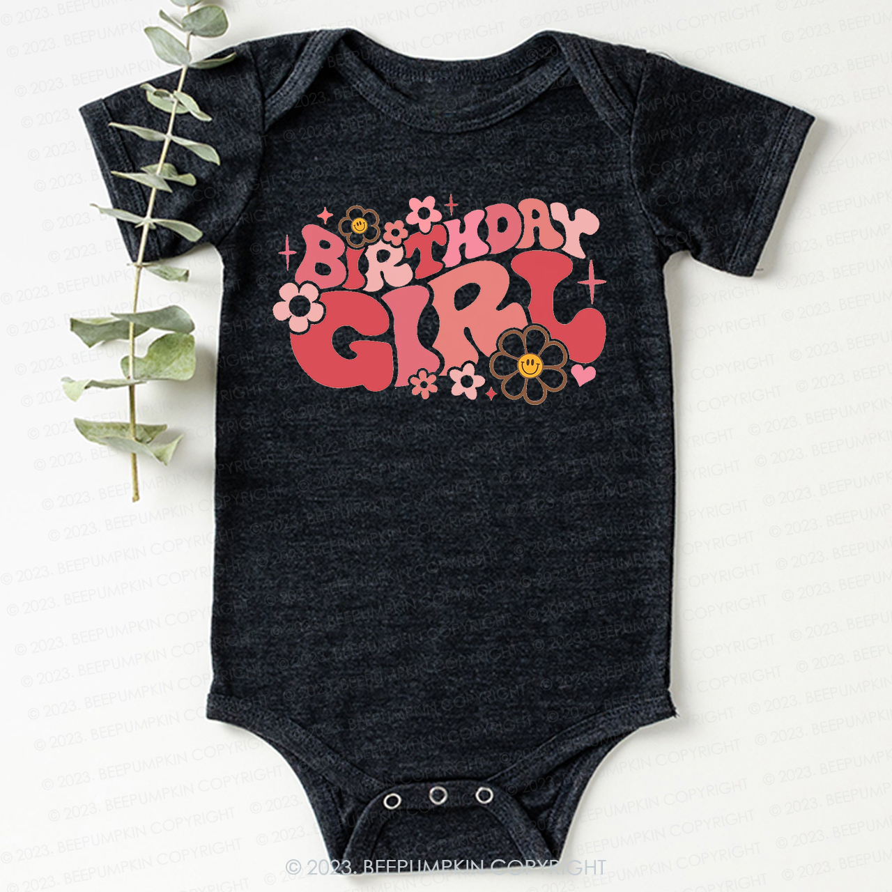 Pink Retro Birthday Bodysuit For Baby