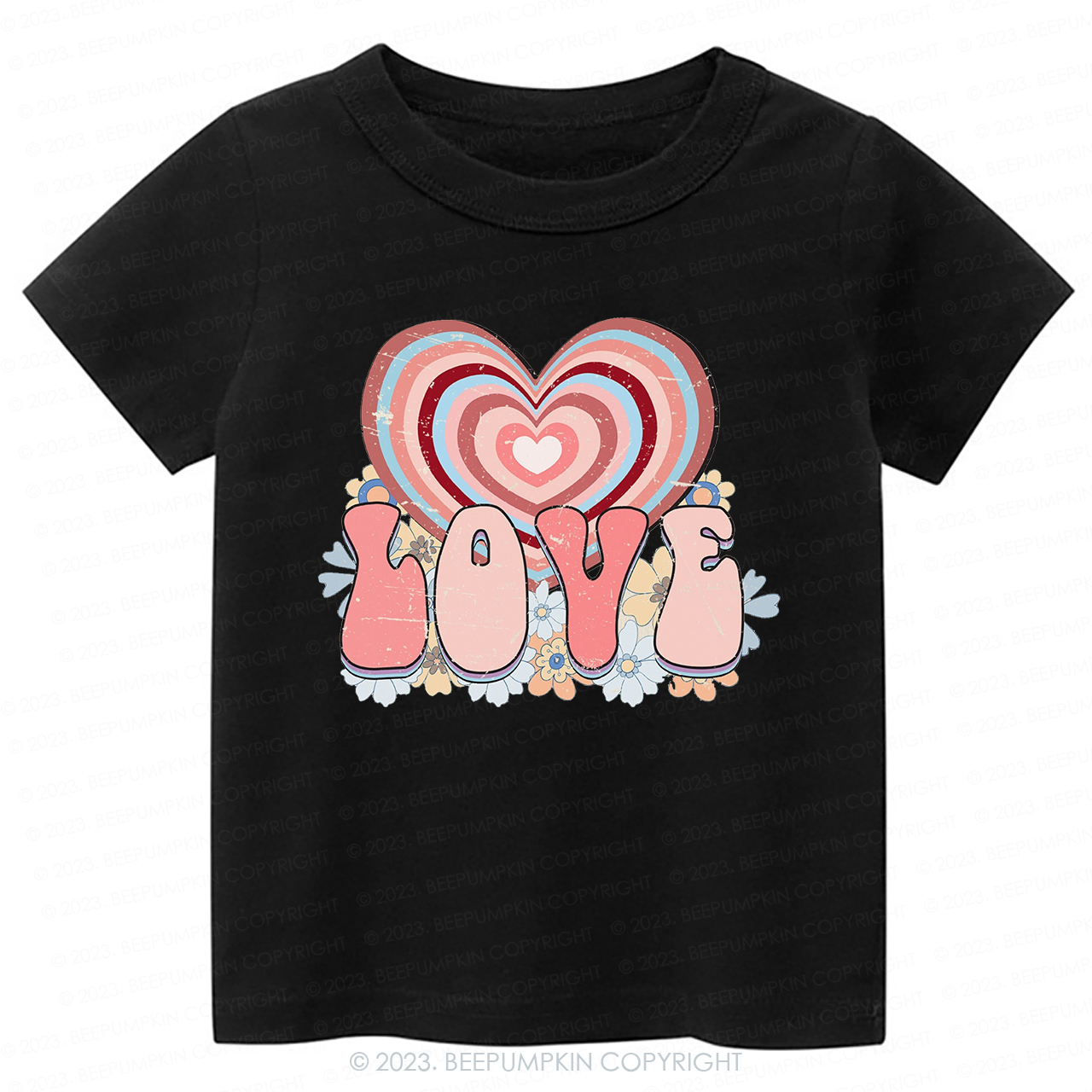 Retro Love Heart Valentines Day -Toddler Tees
