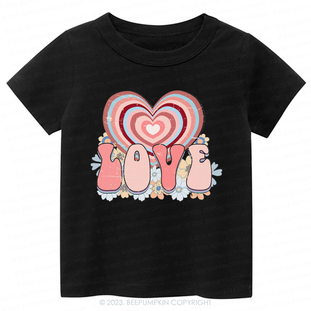 Retro Love Heart Valentines Day -Toddler Tees