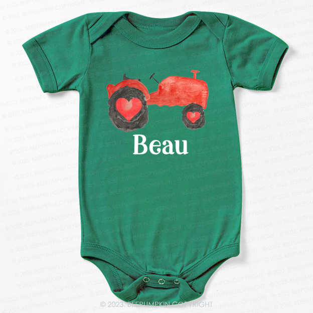 Personalized Valentine Tractor Bodysuit For Baby