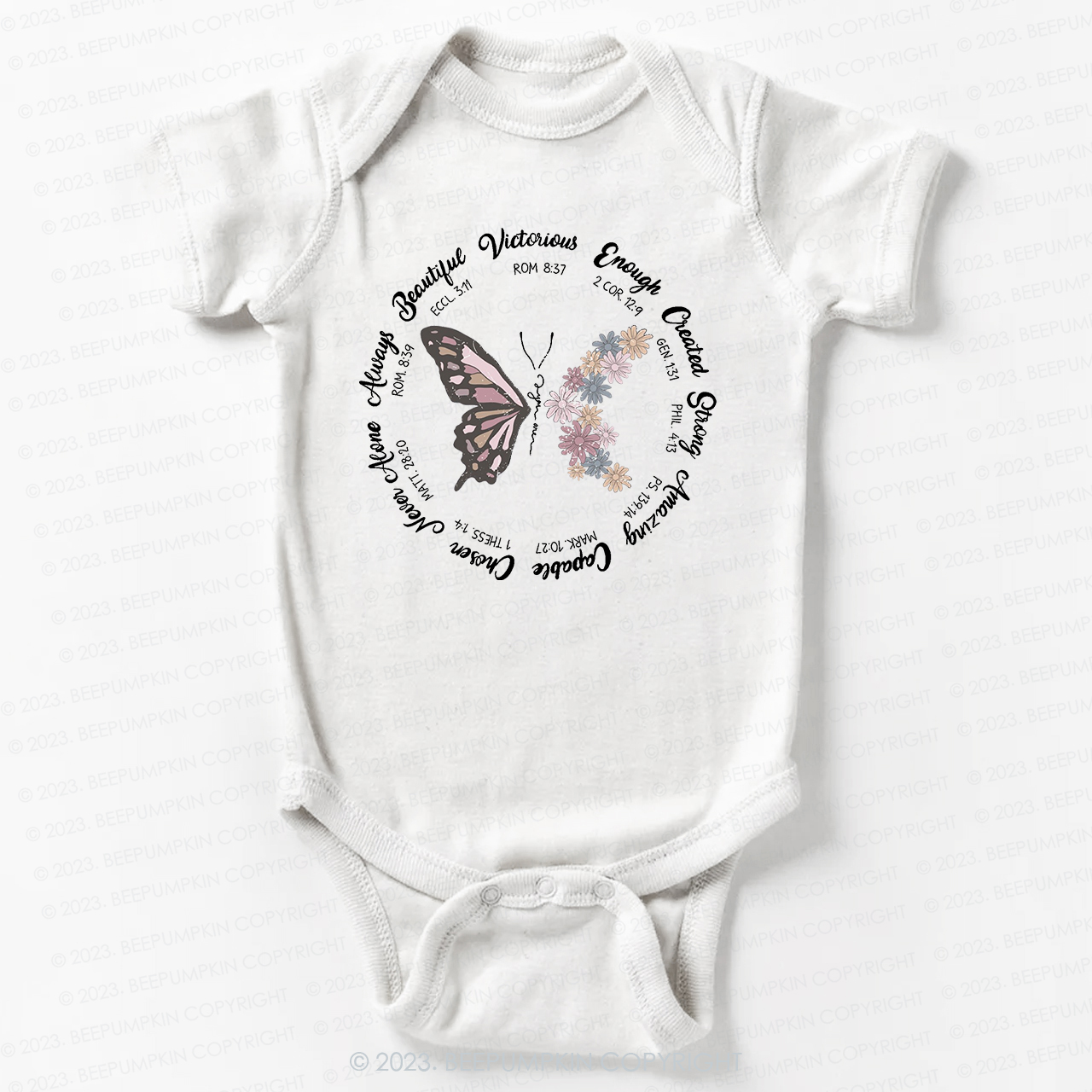Butterfly Jesus Bible Verse Bodysuit For Baby