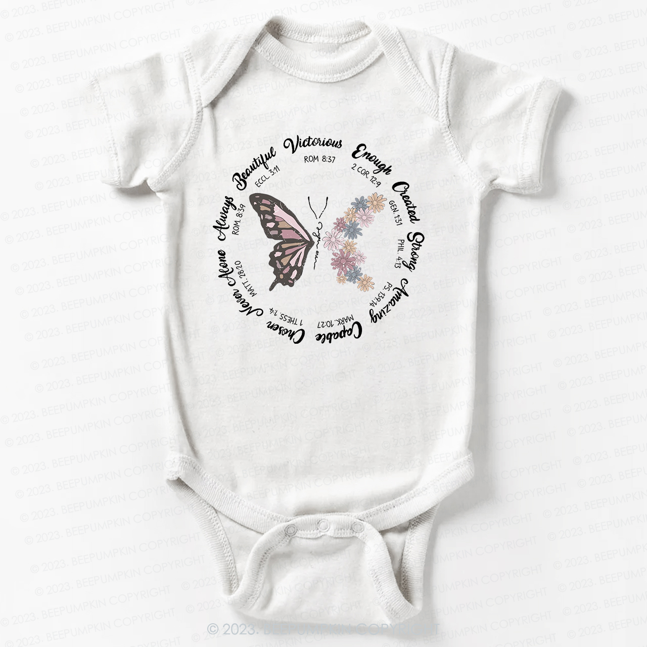 Butterfly Jesus Bible Verse Bodysuit For Baby