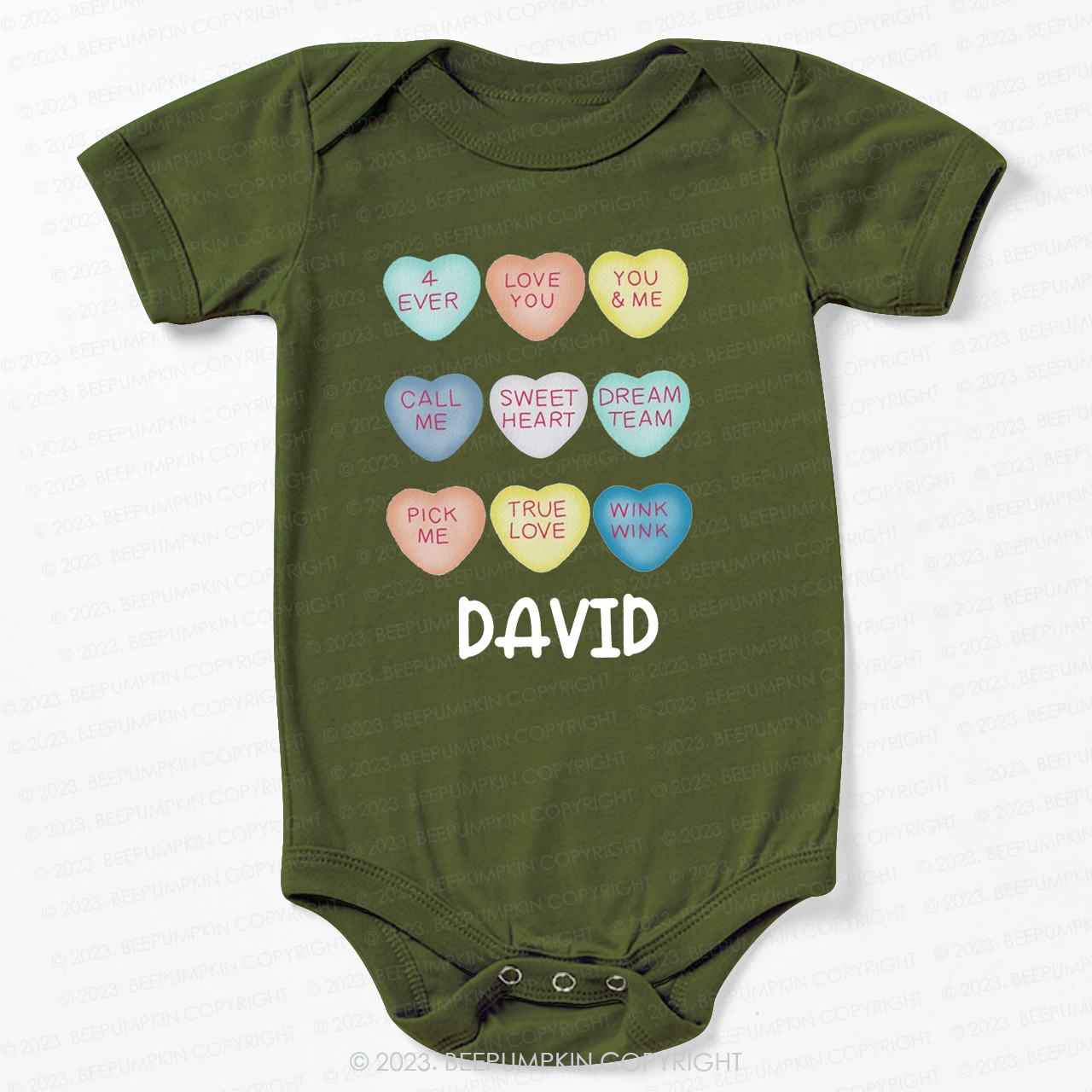 Personalized Colourful Valentine Heart Bodysuit For Baby