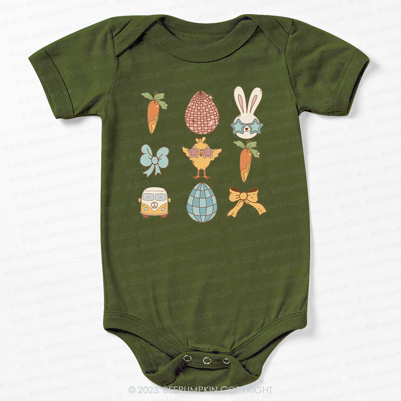 Kids Easter Carrot Car Bow Bodysuit For Baby