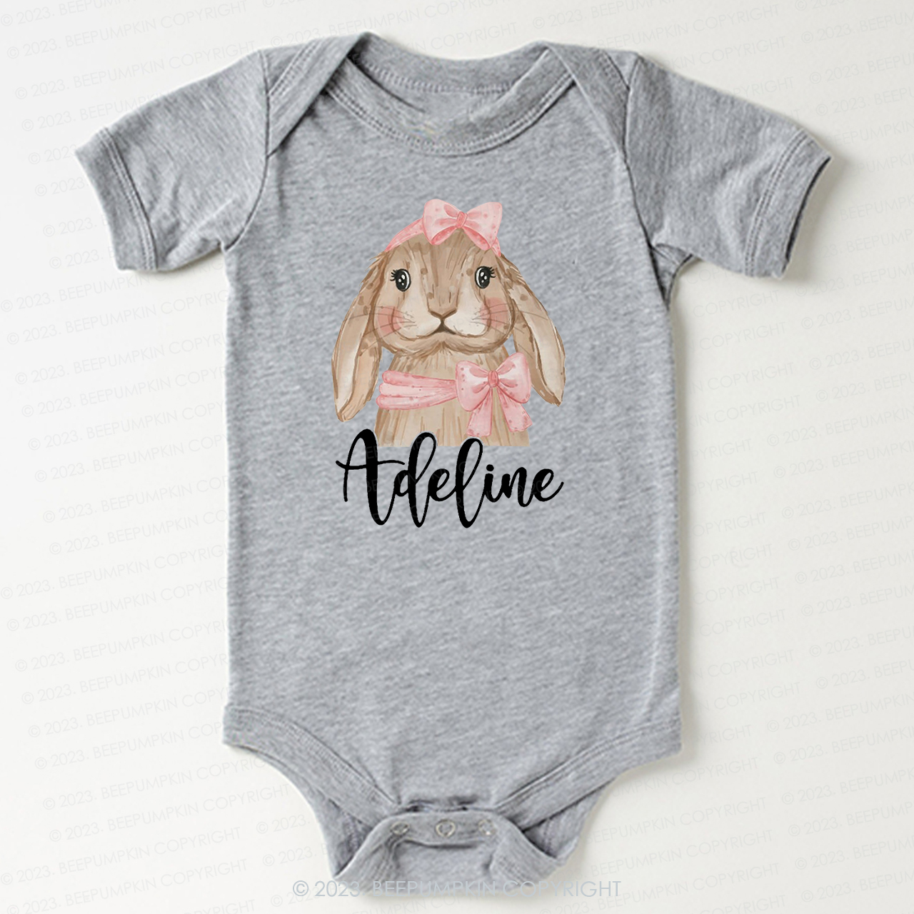 Easter Pink Bow Bunny Bodysuit For Baby