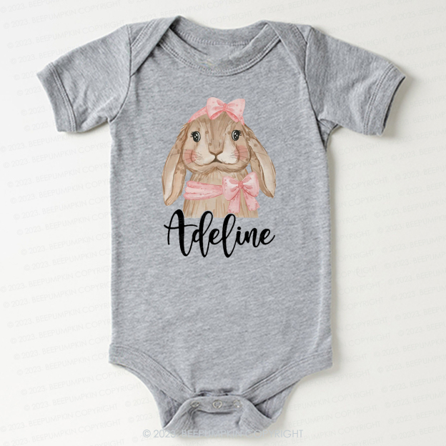 Easter Pink Bow Bunny Bodysuit For Baby