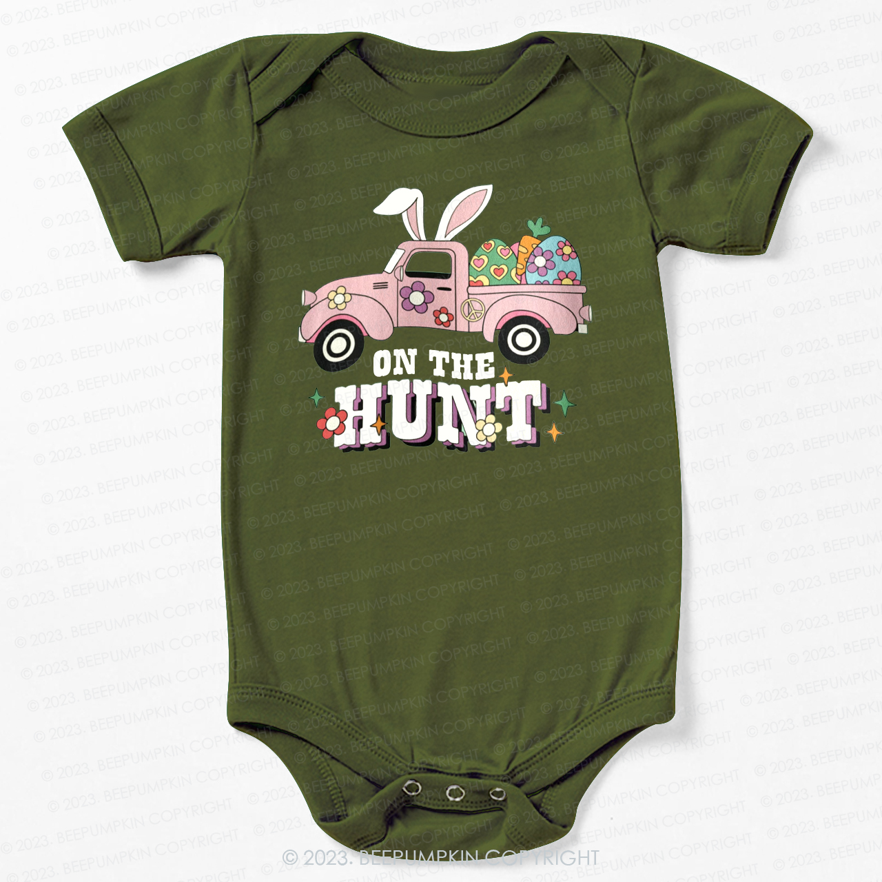 On The Hunt Easter Bunny And Car Bodysuit For Baby
