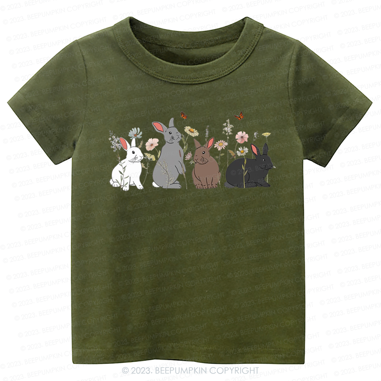Floral Butterfly Bunny Easter -Toddler Tees
