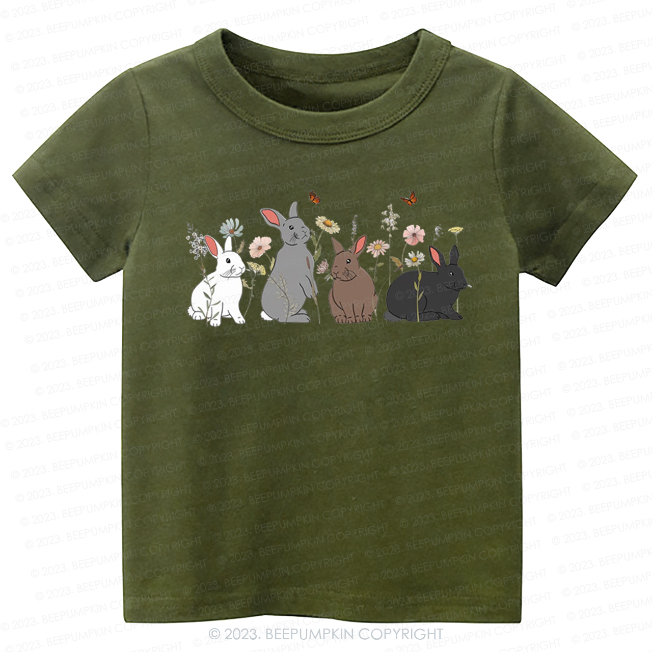 Floral Butterfly Bunny Easter -Toddler Tees