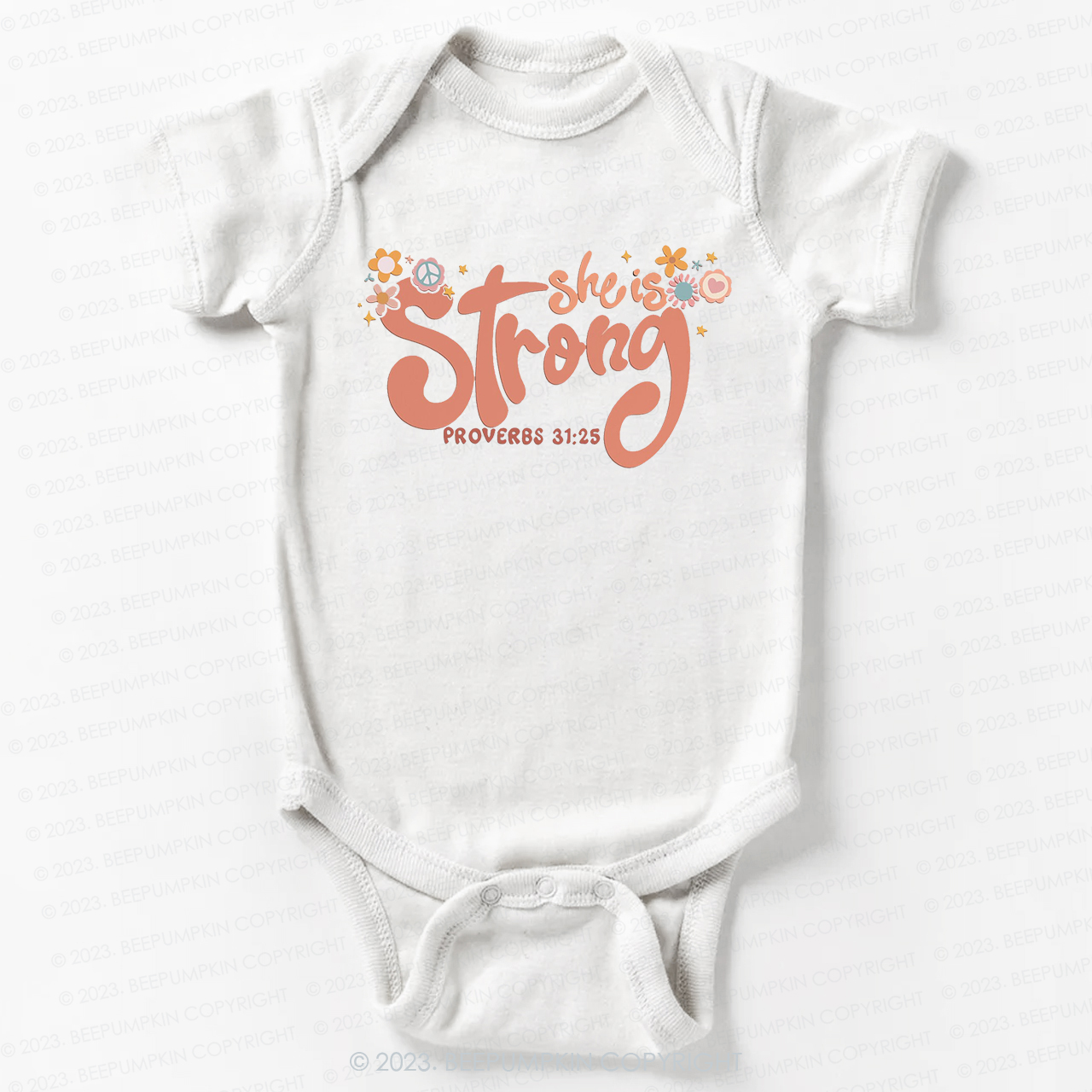 She is Strong Proverbs 31:25 Bodysuit For Baby