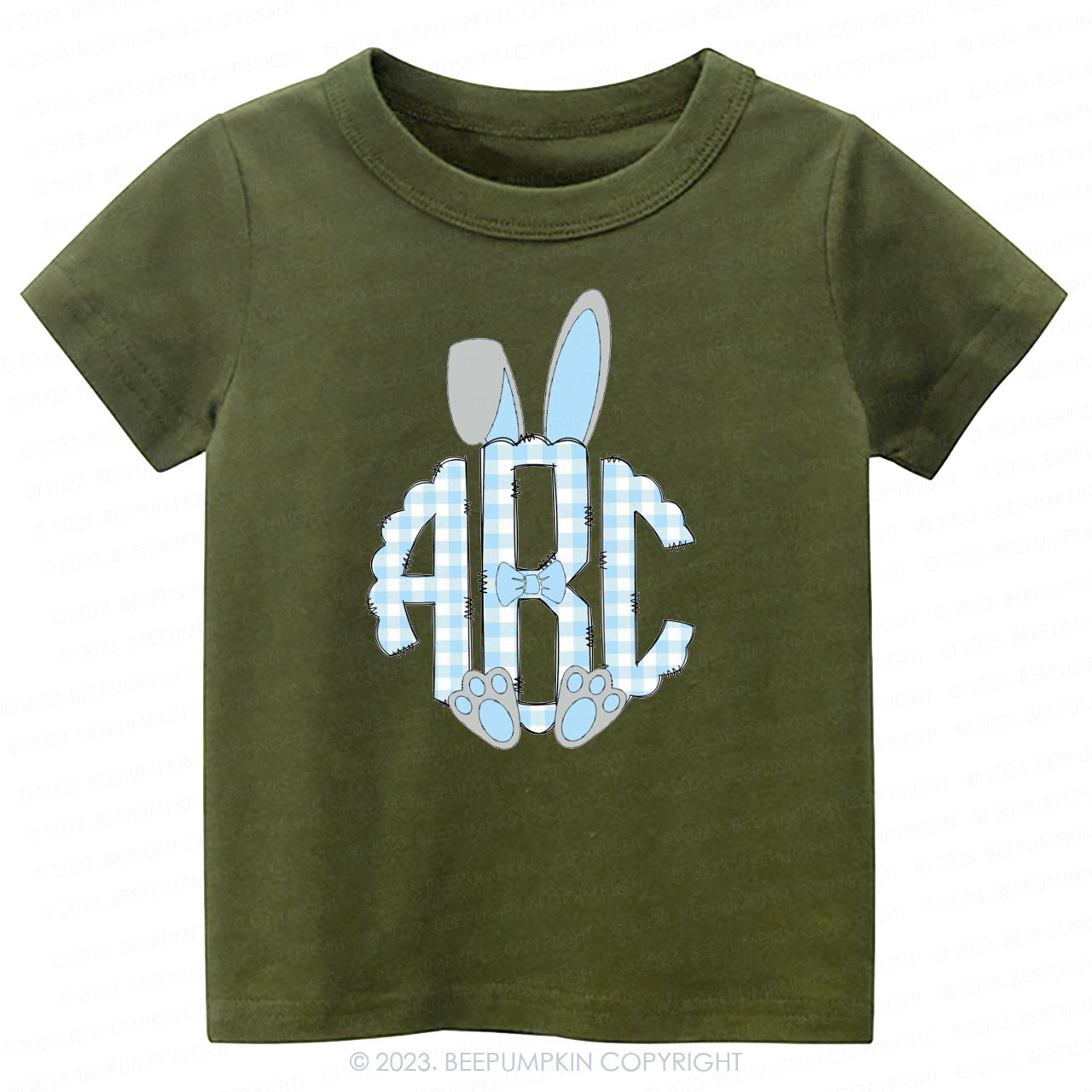 Pink Easter Bunny Ears Monogram Easter Toddler Tees