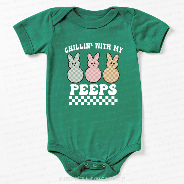 Chillin' With My Peeps Retro Kids Easter Bodysuit For Baby
