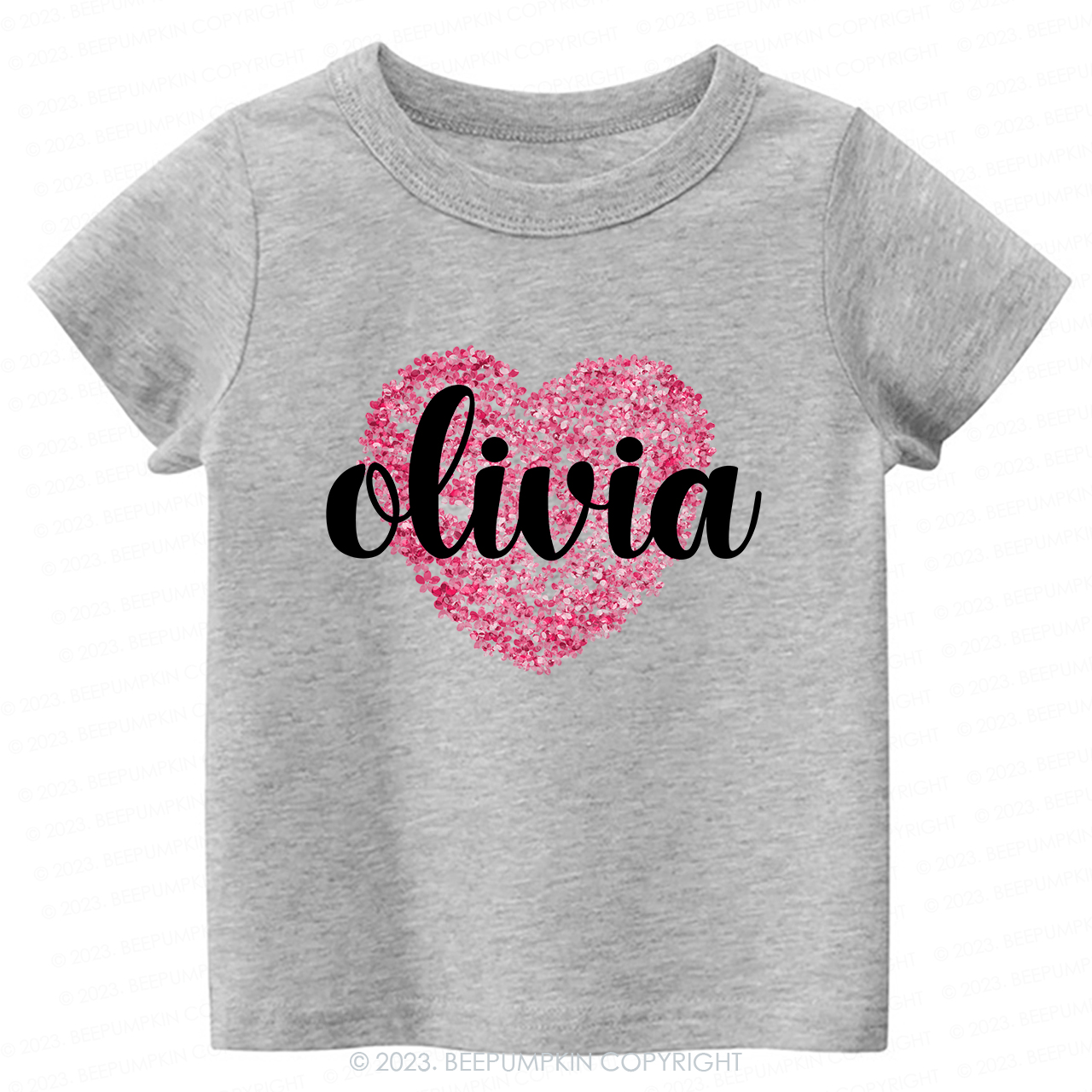 Personalized Floral Valentines Day Kids Tees