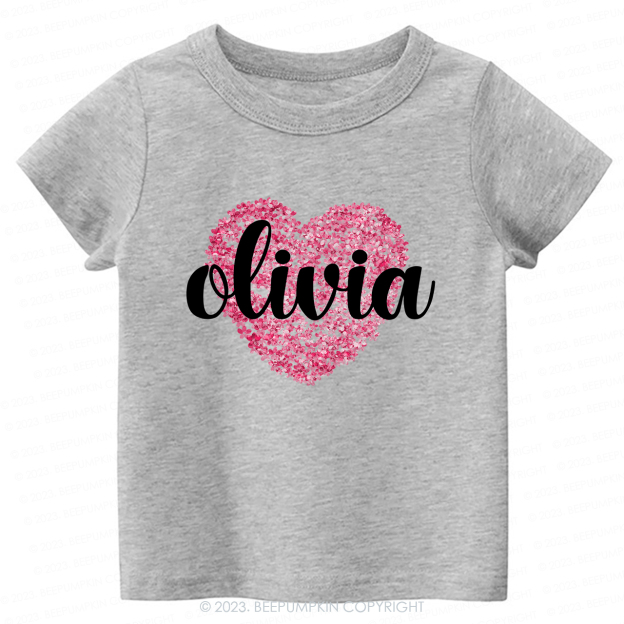 Personalized Floral Valentines Day Kids Tees