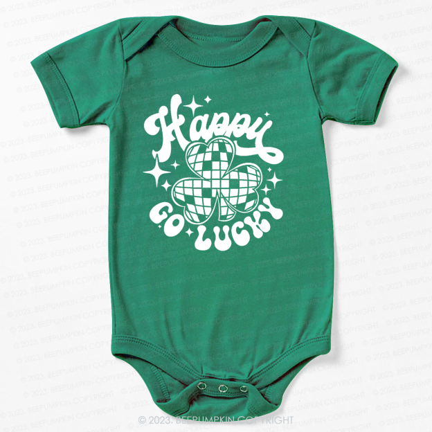 Checkerboard Happy Go Lucky St.Patricks Day Bodysuit For Baby