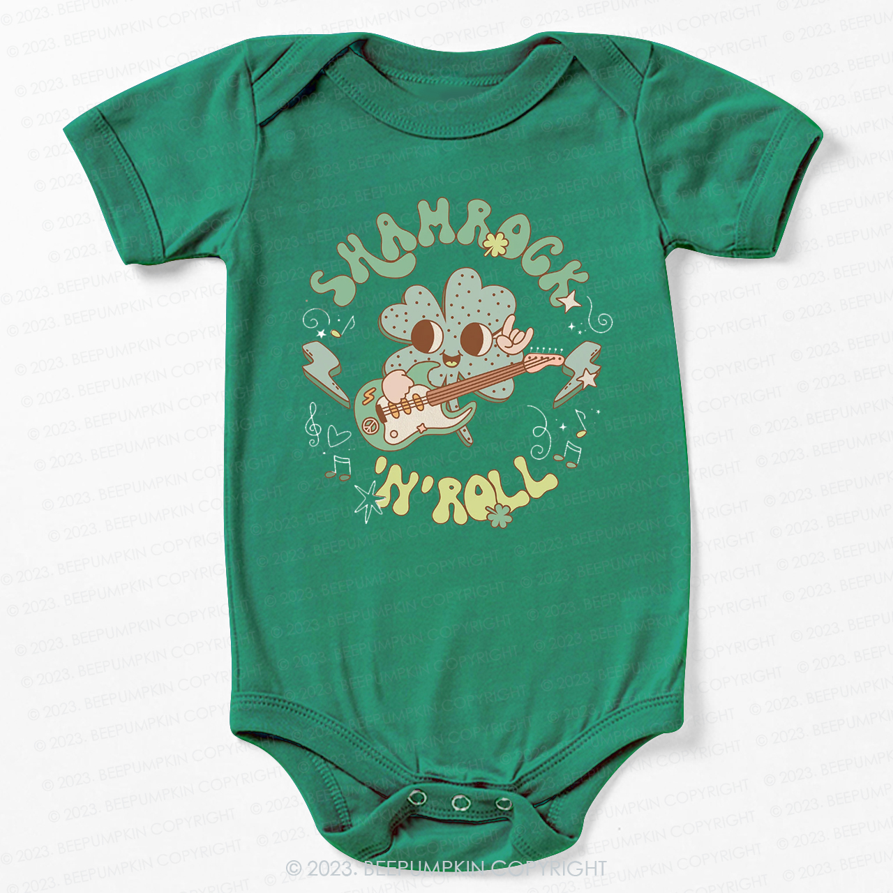 Shamrock N' Roll St.Patricks Day Bodysuit For Baby