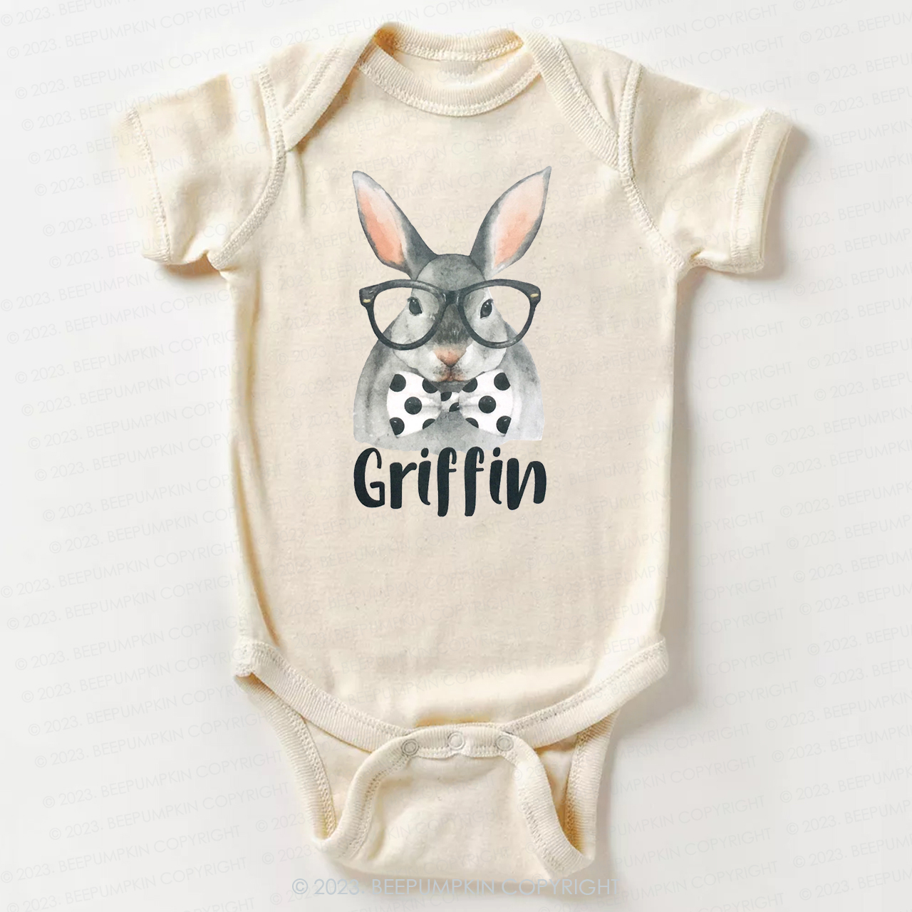 Personalized Easter Raglan Hipster Bunny Bodysuit For Baby