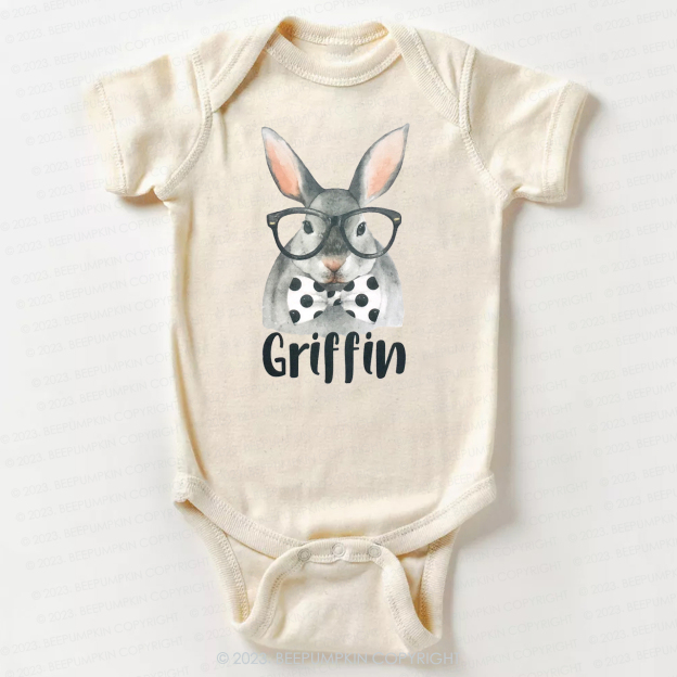 Personalized Easter Raglan Hipster Bunny Bodysuit For Baby