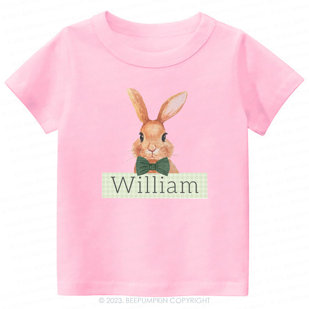 Easter Bunny Green Gingham Name -Toddler Tees