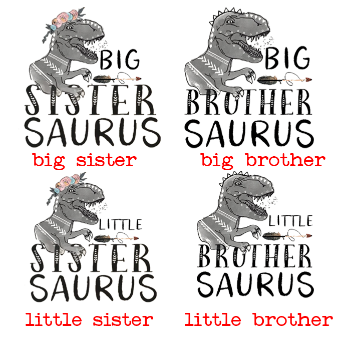 Personalized Brother And Sister Saurus Matching Tees For Siblings