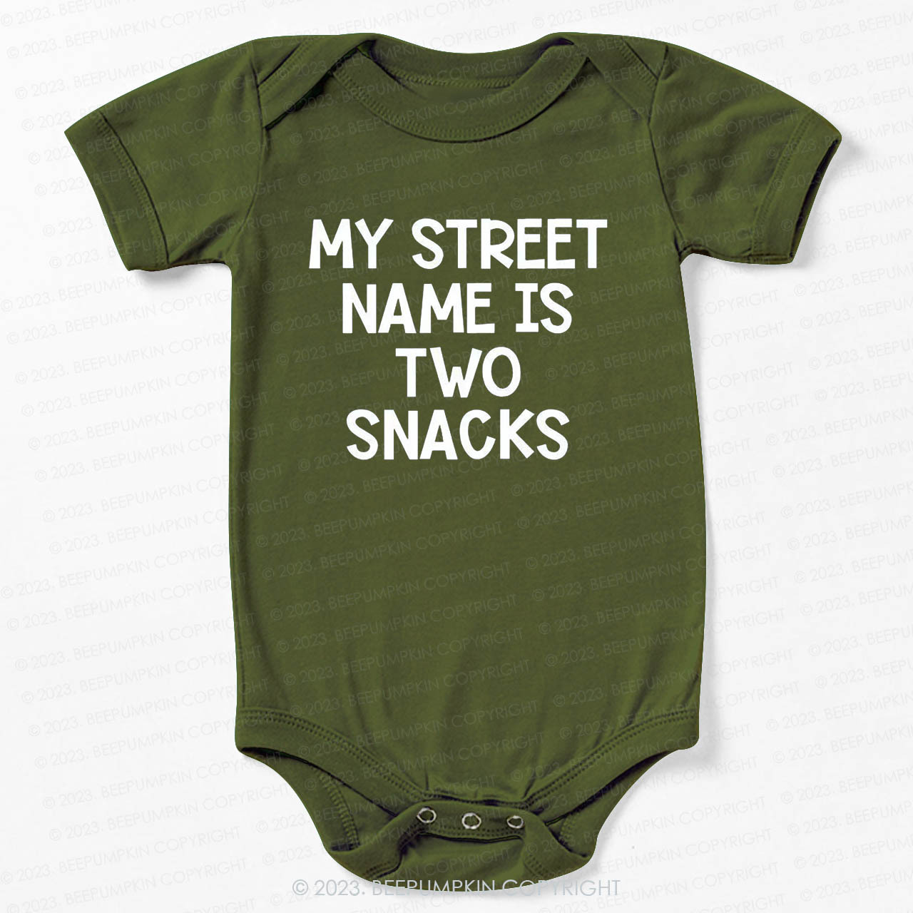 My Street Name Is Two Snacks Bodysuit For Baby