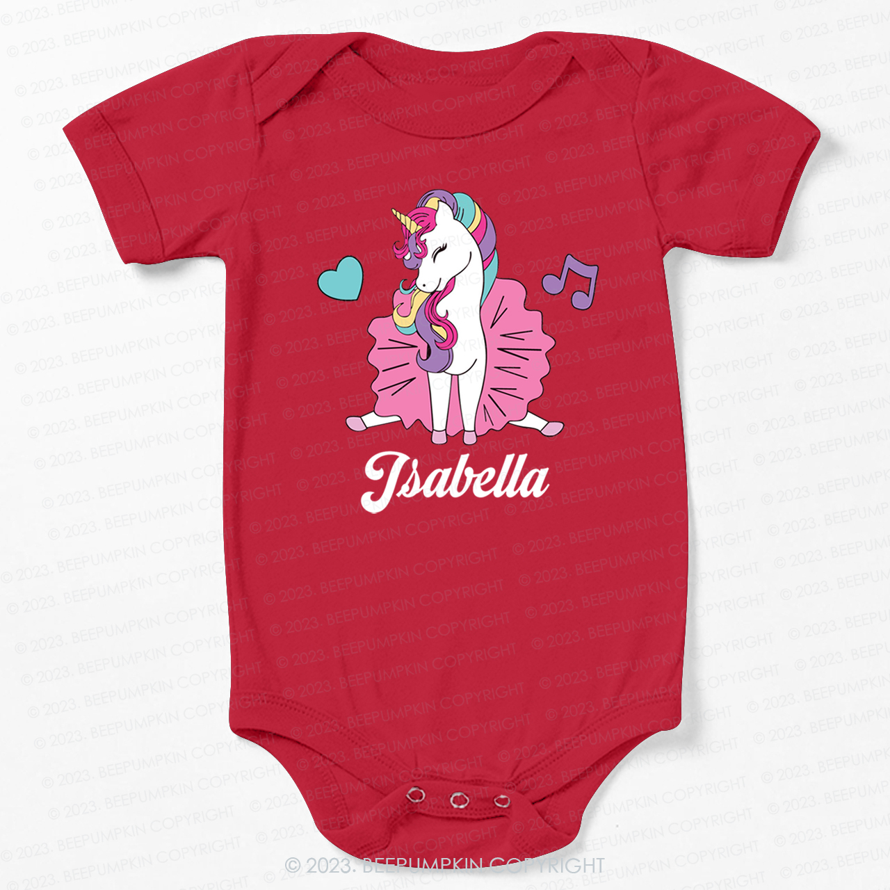 Unicorn Music Custom Name Bodysuit For Baby