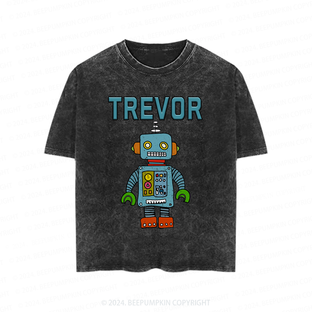 Personalized Robot Theme Toddler&Kids Washed Tees        