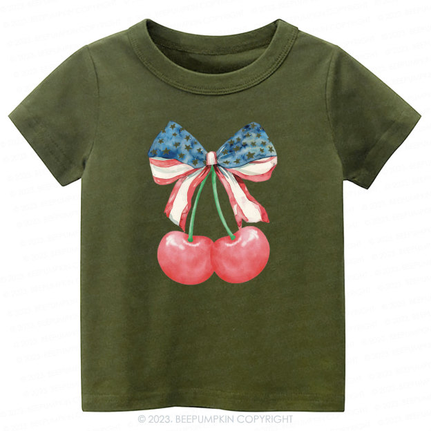 Cherries with American Bow Shirt For Kids