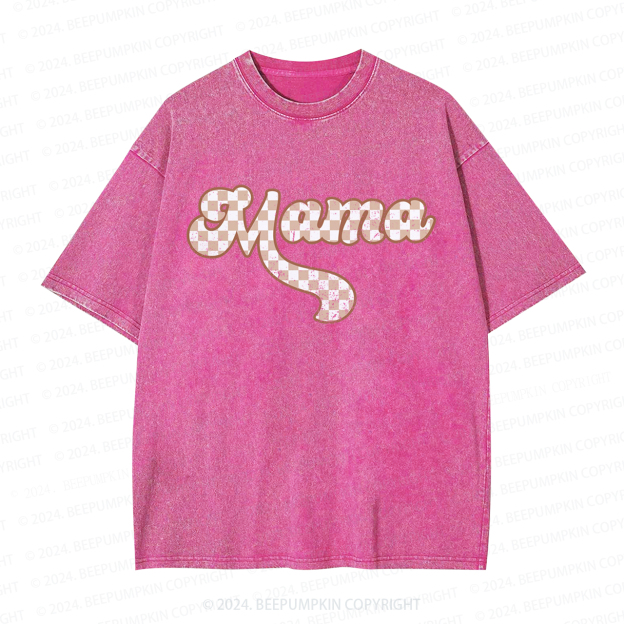 Checkered Mama Retro Mama Washed T-Shirts 