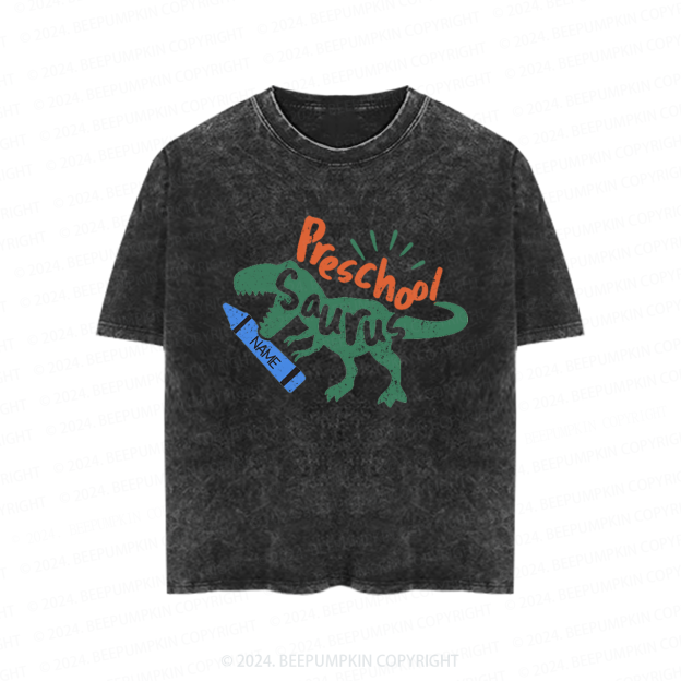 Personalized Preschool Dinosaur Toddler&Kids Washed Tees          