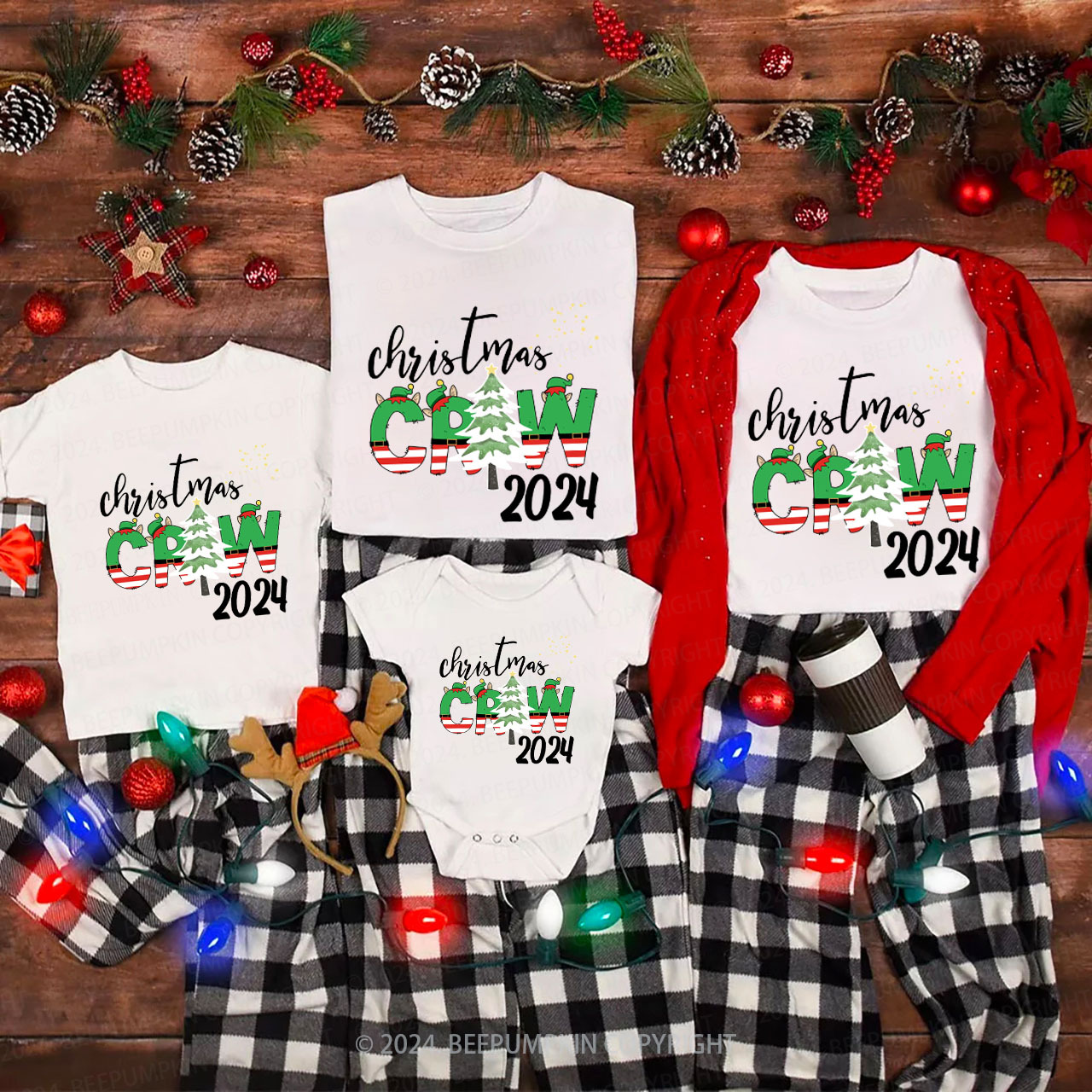 Christmas Elf Doodle 2024 Crew Family Matching Shirt