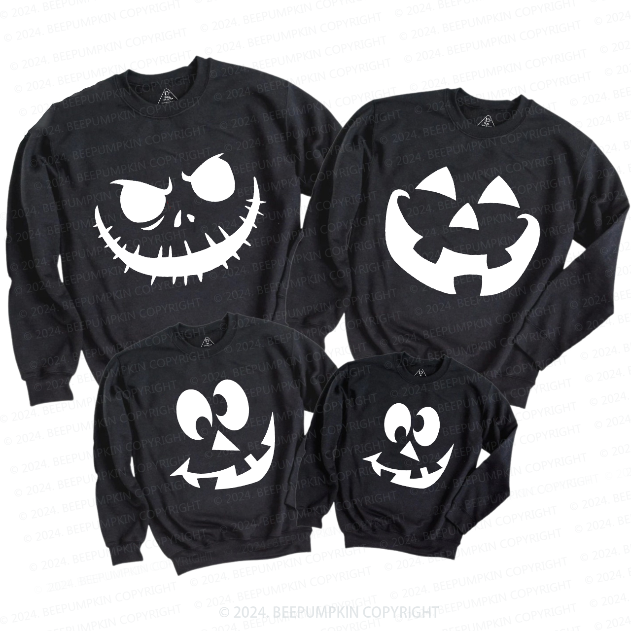  Halloween Pumpkin Face Family Matching Sweatshirt