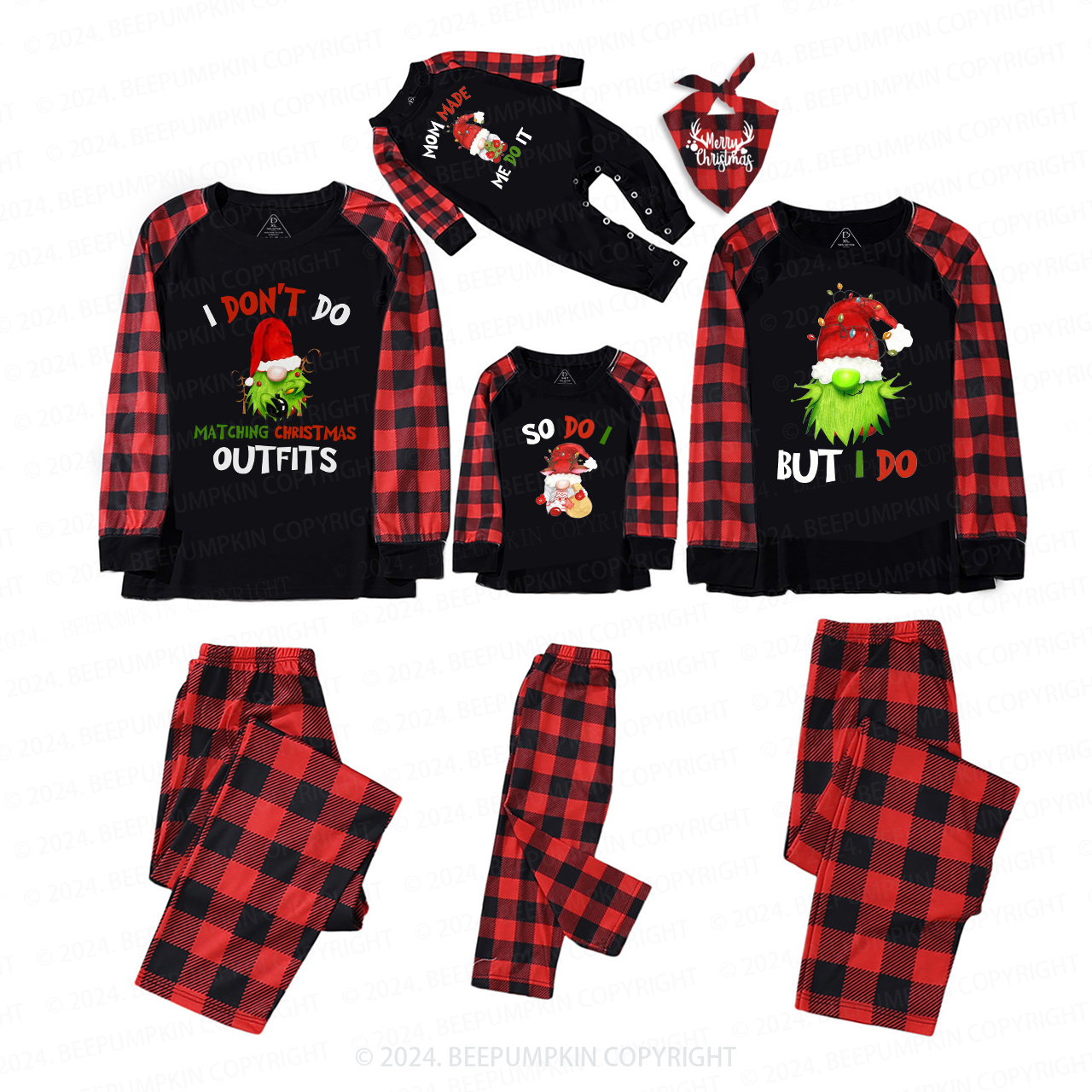 Funny I Don't Do Matching Christmas Gnomes Family Matching Pajamas