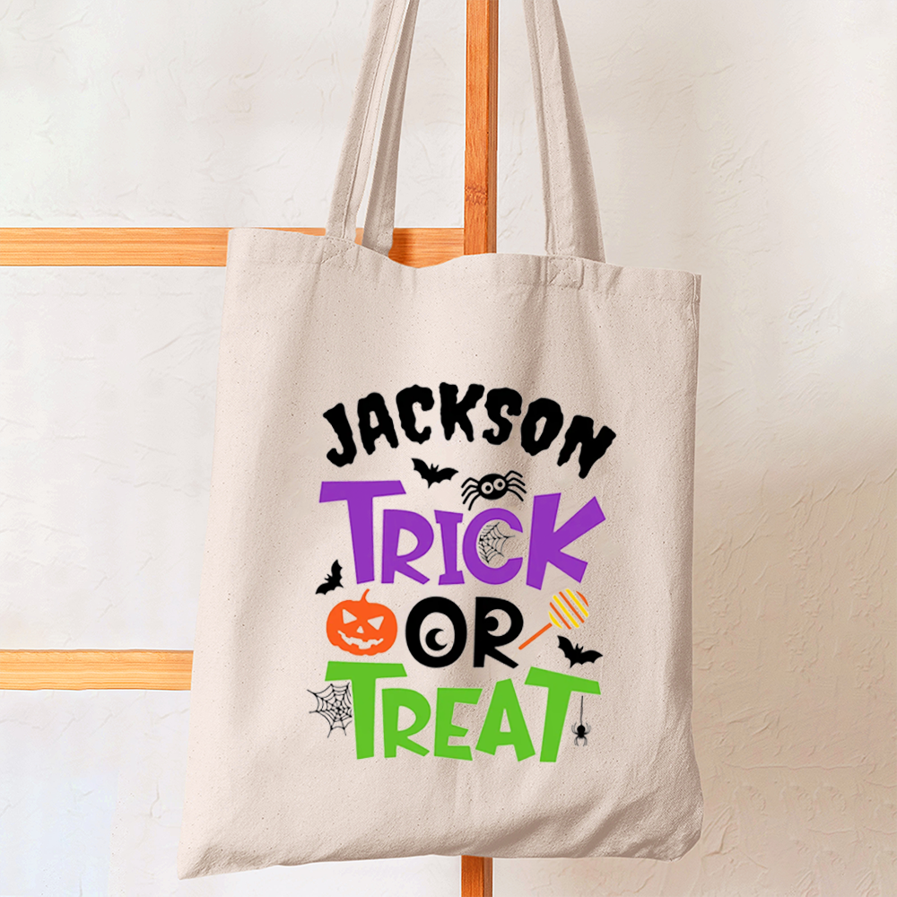 Personalized  Name Spider Halloween Tote Bag