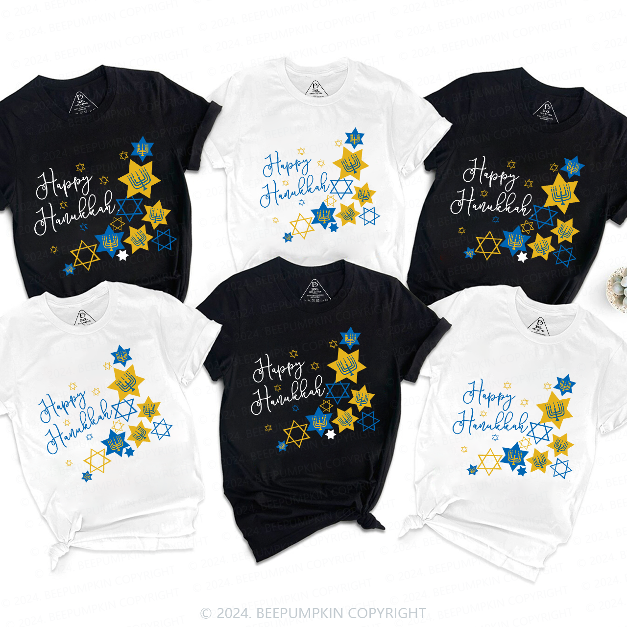 Happy Hanukkah Thoughts in Candlelight Family T-Shirts Beepumpkin