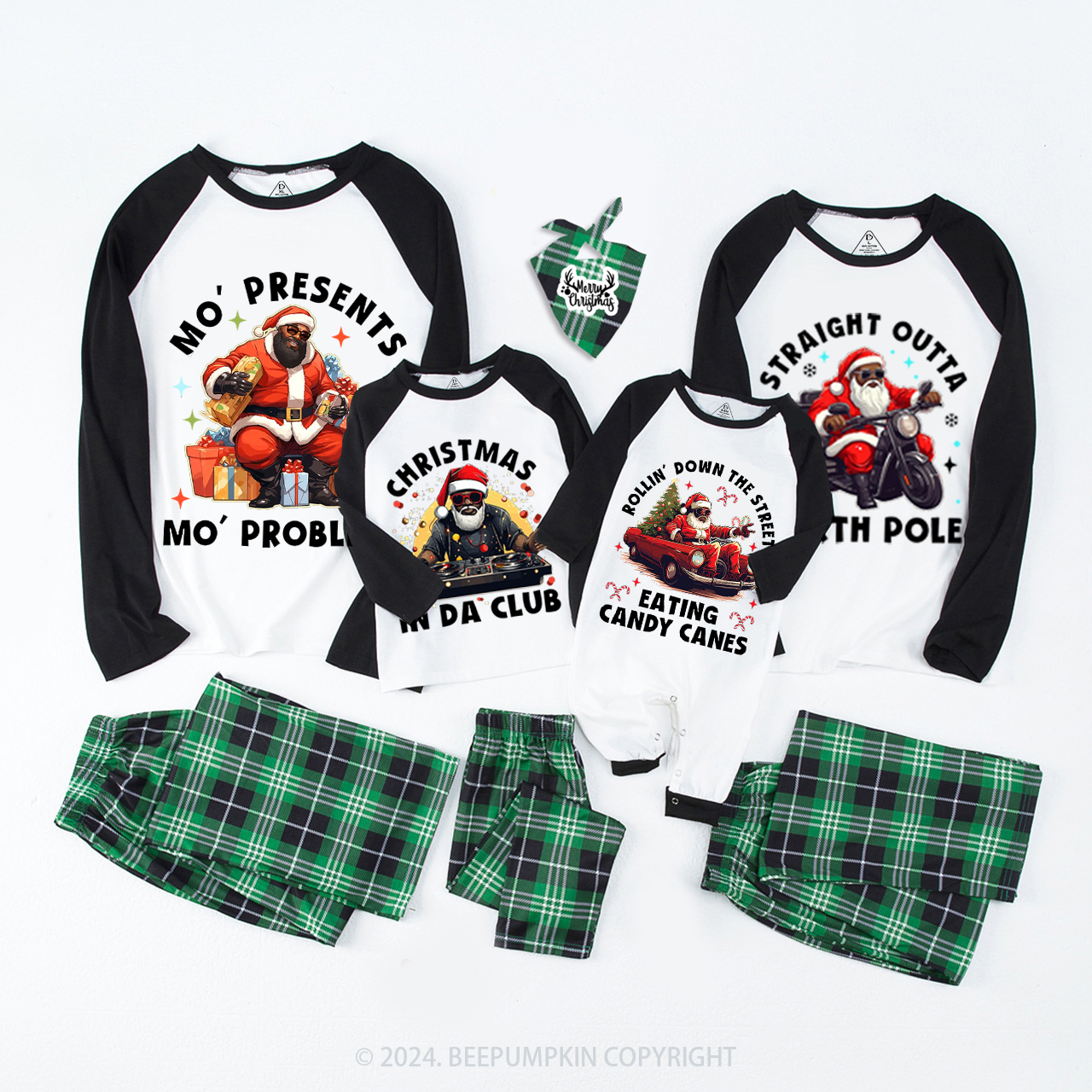 Black Santa Family Christmas Matching Pajamas Beepumpkin