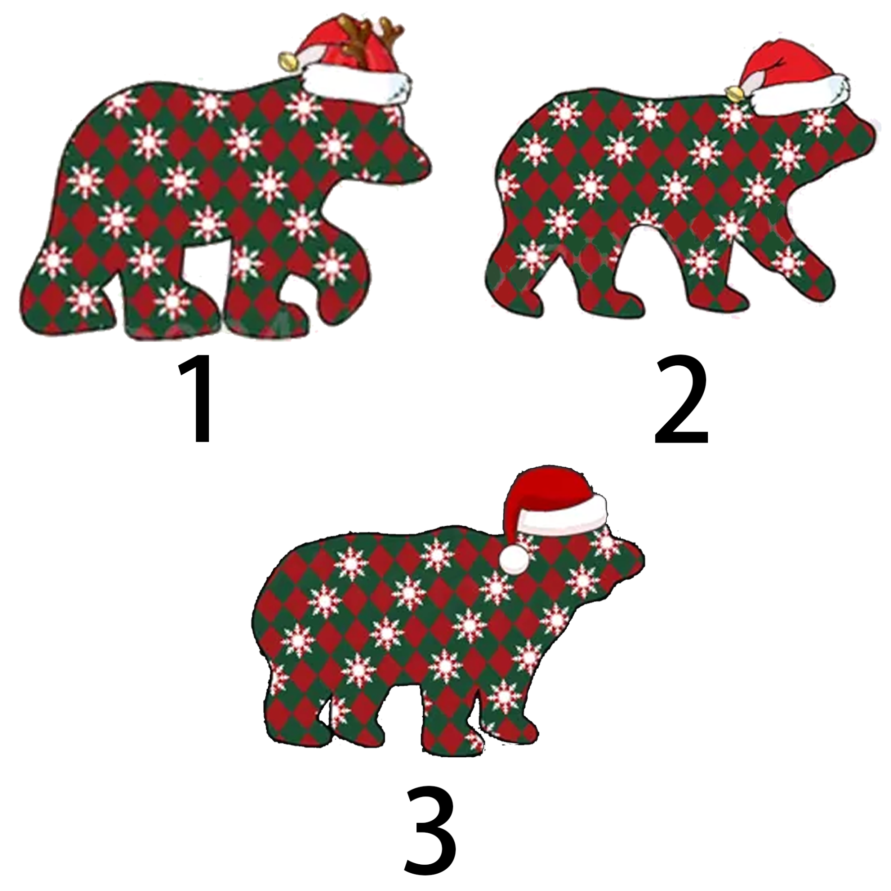 Personalized Plaid Bear With Santa Hat Christmas Family Matching T-Shirts Beepumpkin