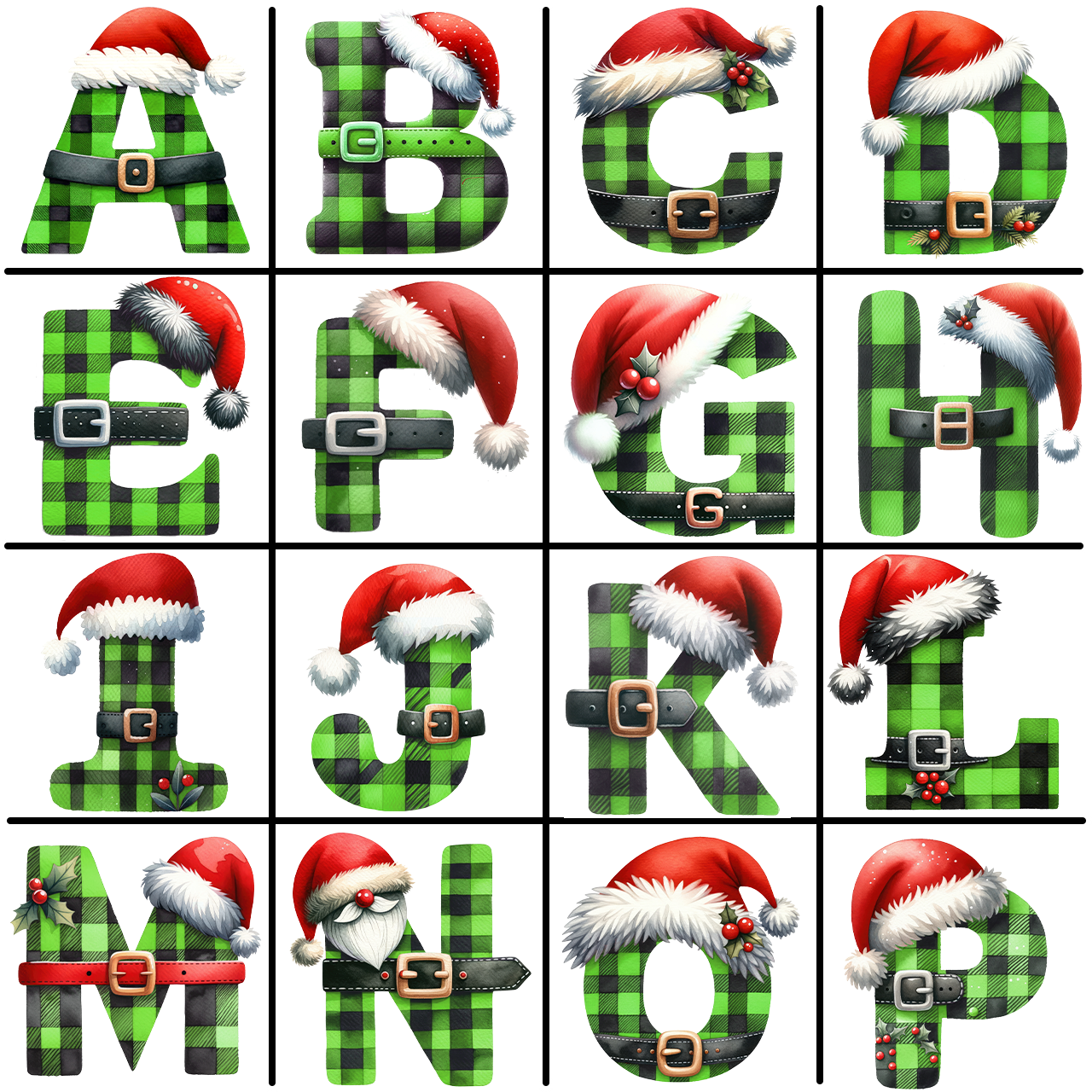 Personalized Green Plaid Letter Family Matching Blue Pajamas Beepumpkin