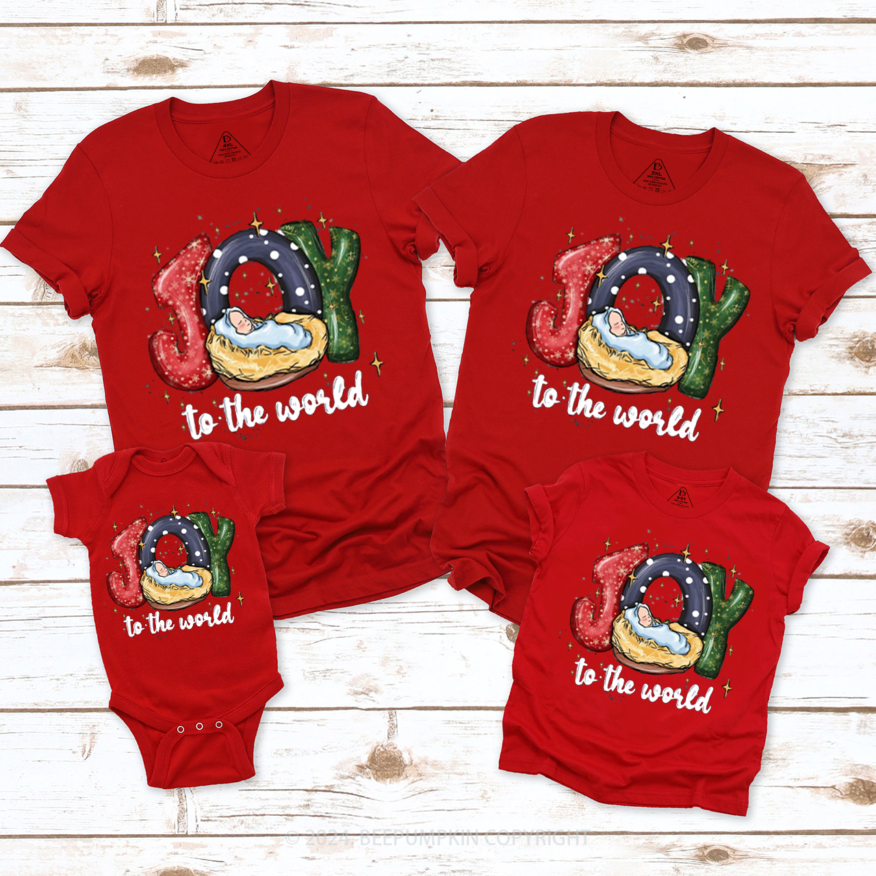 Joy To The World Family Matching T-Shirts Beepumpkin