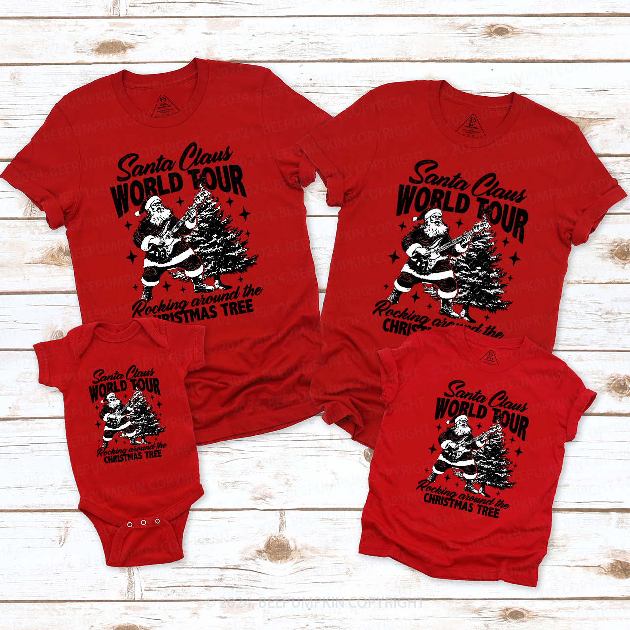 Santa Claus World Tour Family Matching T-Shirts Beepumpkin