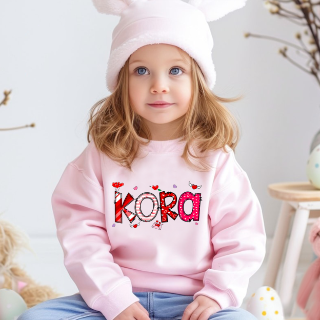 Personalized Valentine Love Balloon Kids Sweatshirt