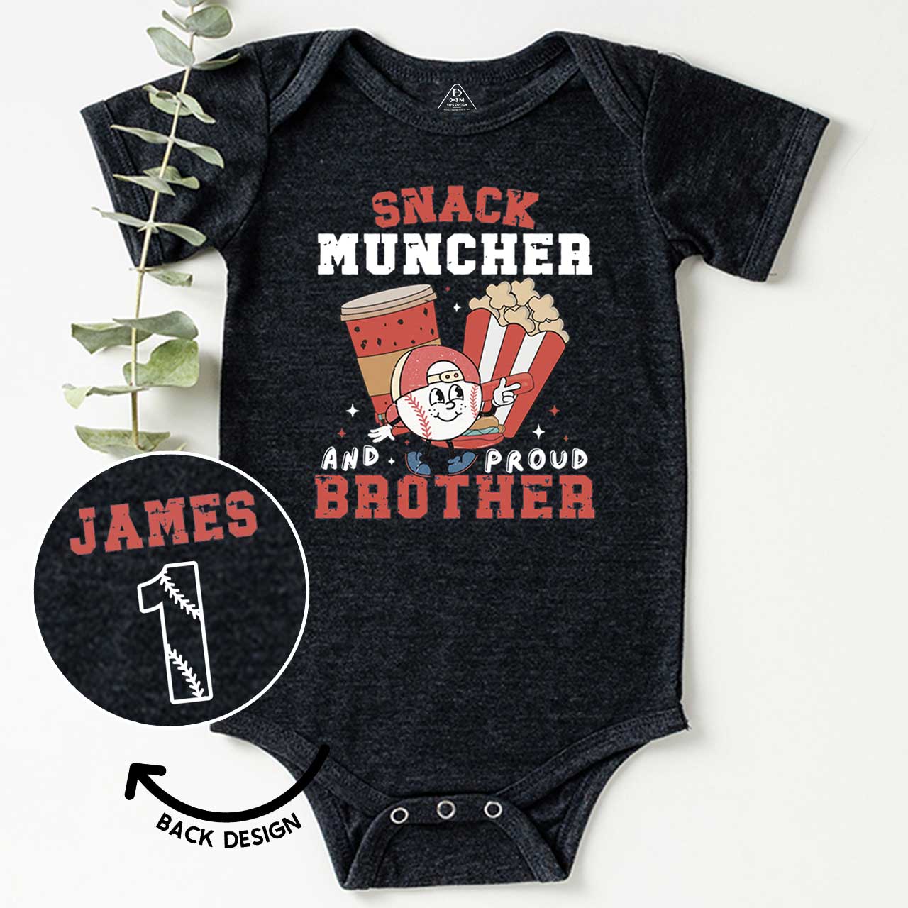 Personalized Snack Muncher Baseball Bodysuit Beepumpkin