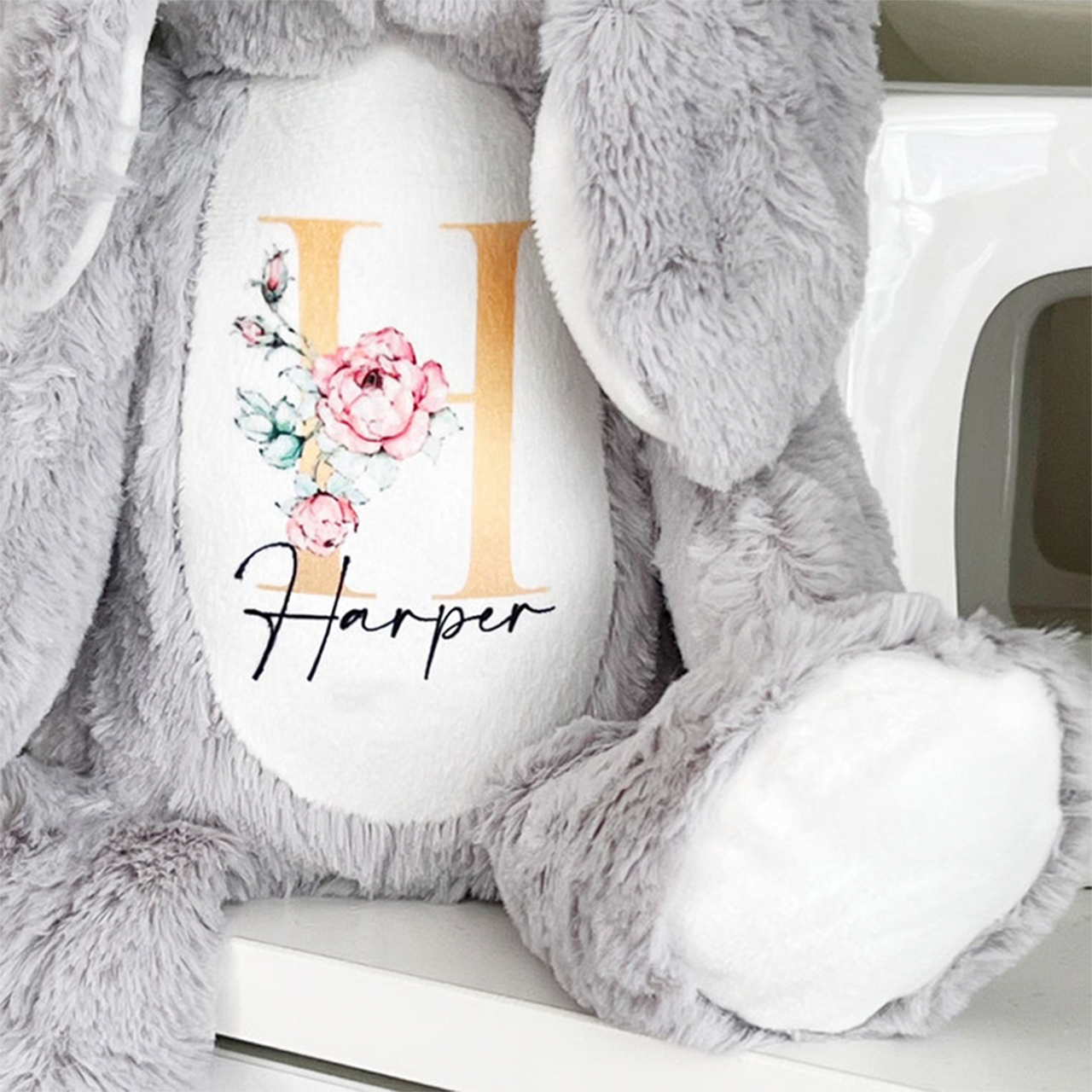 Personalized Flower Plush Soft Easter Bunny