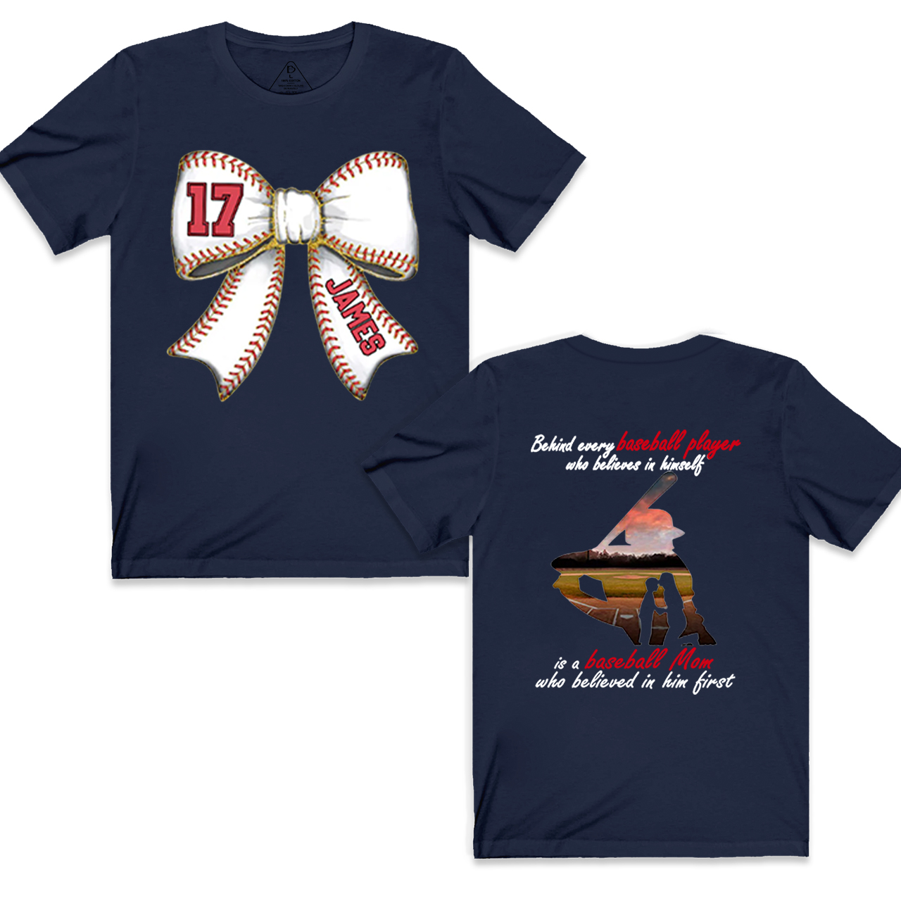 Personalized Baseball Bow Mama T-Shirts