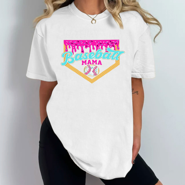 Baseball Ice Cream Drip Mama T-Shirts