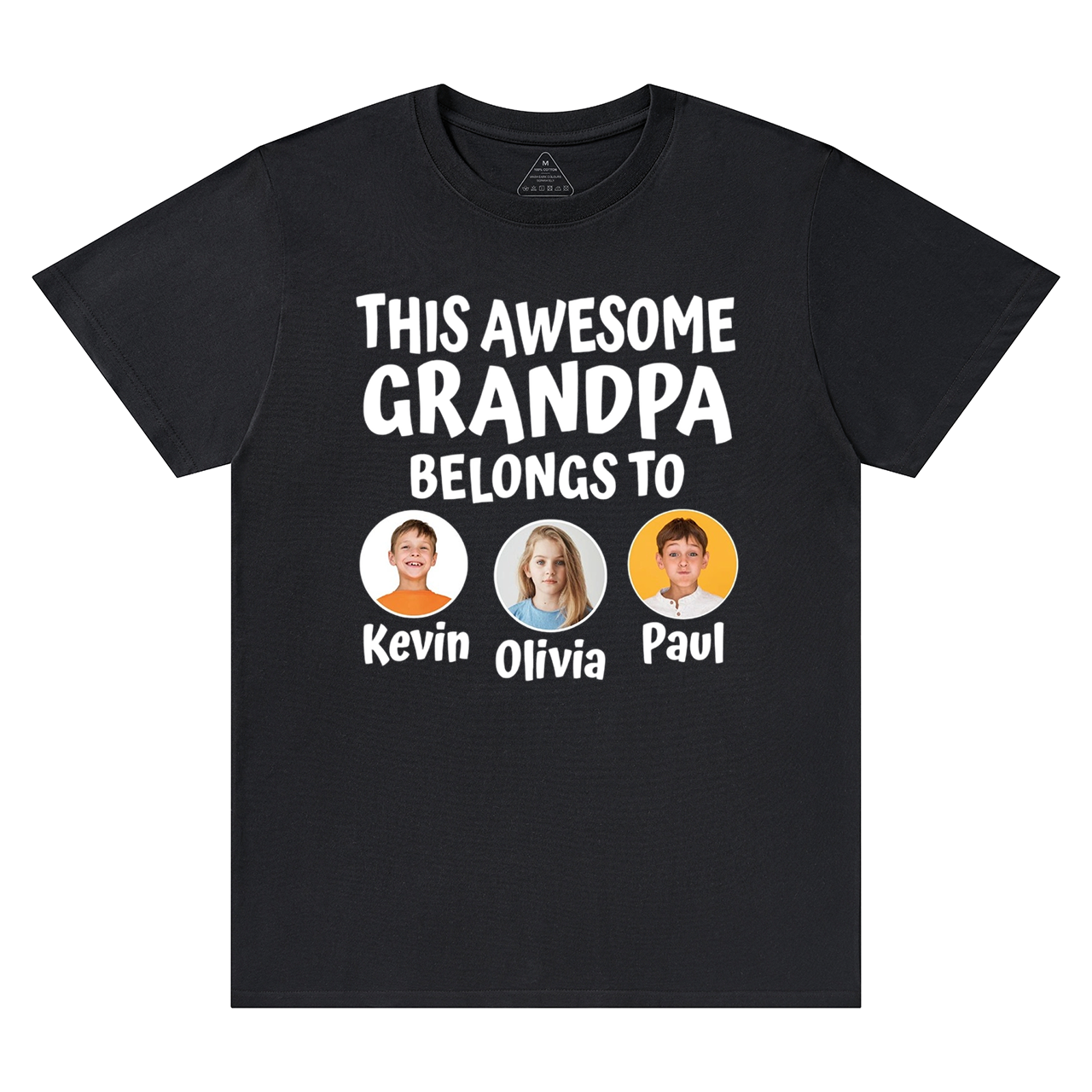 Personalized Grandpa With Grandkids Name And Photo T-shirt