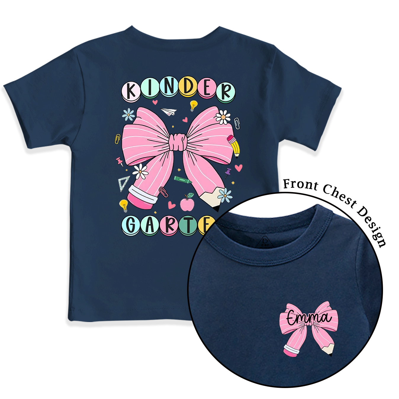 Personalized Back To School Bow Fireworks Toddler&Kid's Tees Beepumpkin 