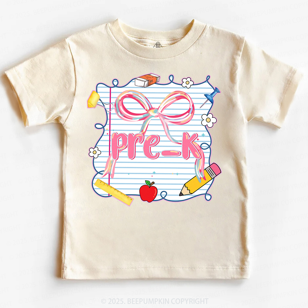 Personalized Preppy Pink Bow Toddler&Kid's Tees Beepumpkin 