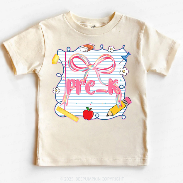 Personalized Preppy Pink Bow Toddler&Kid's Tees Beepumpkin 