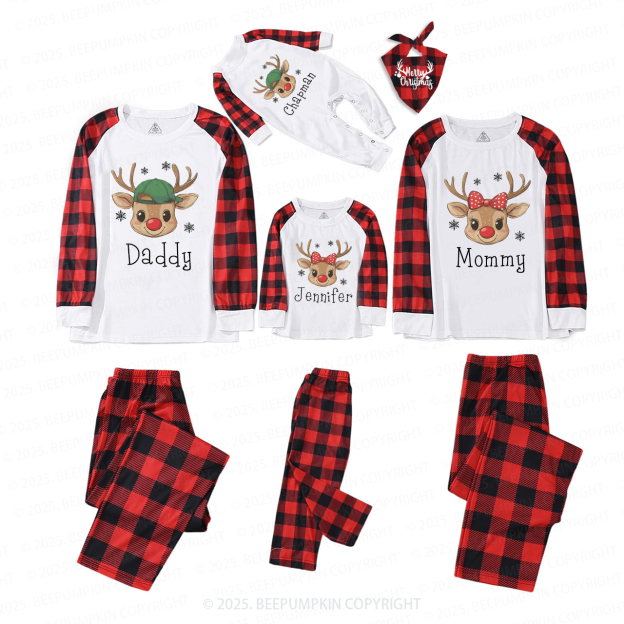 Personalized Reindeer Name Family Matching Pajamas